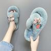 Cross-hairy slippers women's autumn new outer wear flat-bottomed slippers fashion flip-flops
