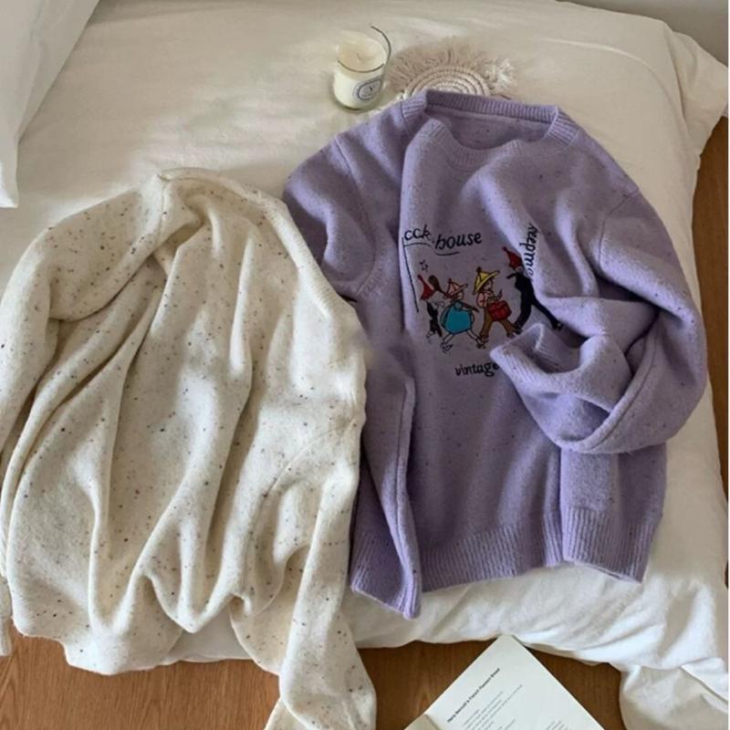 Женский вязаный свитер с рисунком жаккарда в стиле ретро, с круглым вырезом, осенний повседневный универсальный топ в стиле преппи