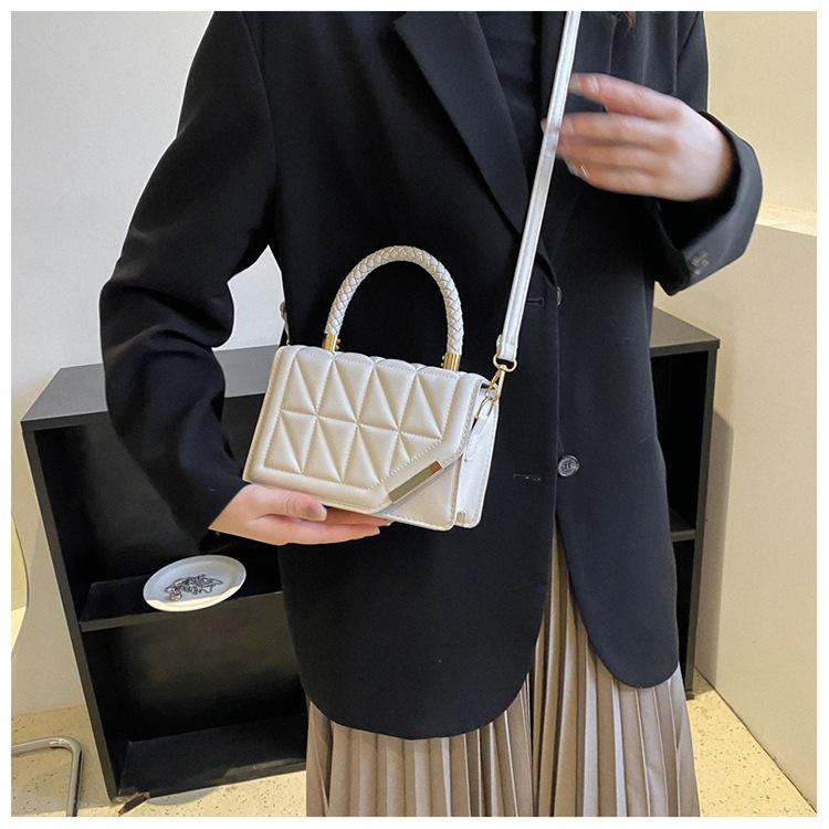 New Fashion Rhombus Quilted Faux Leather Shoulder Bag for Women Korean Style Chain Crossbody Square Purse