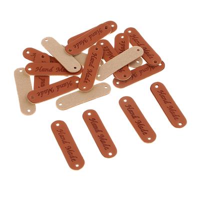 20st Retro Syntetisk PU Läder Tag DIY Handgjorda sömnadsetiketter Brun
