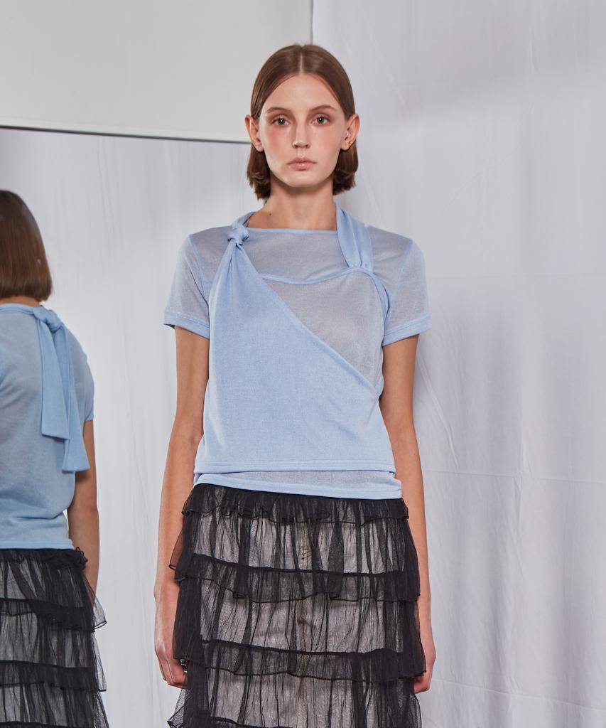 Pabeleupinggeo Layered Strap T-Shirt (Blue)