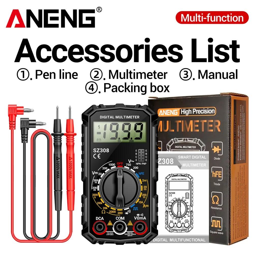 ANENG SZ308 Square Wave Digital Tester 1999 Counts HFE Triode Buzzer Multimeter AC/DC Voltage 10A Current Multimeters Meter Tool