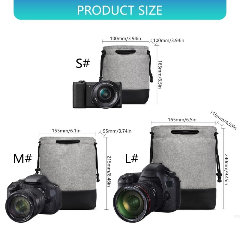 Waterproof Camera Lens Bag Padded Protective Case For Photography Accessories Storage With Oxford Leather Detail