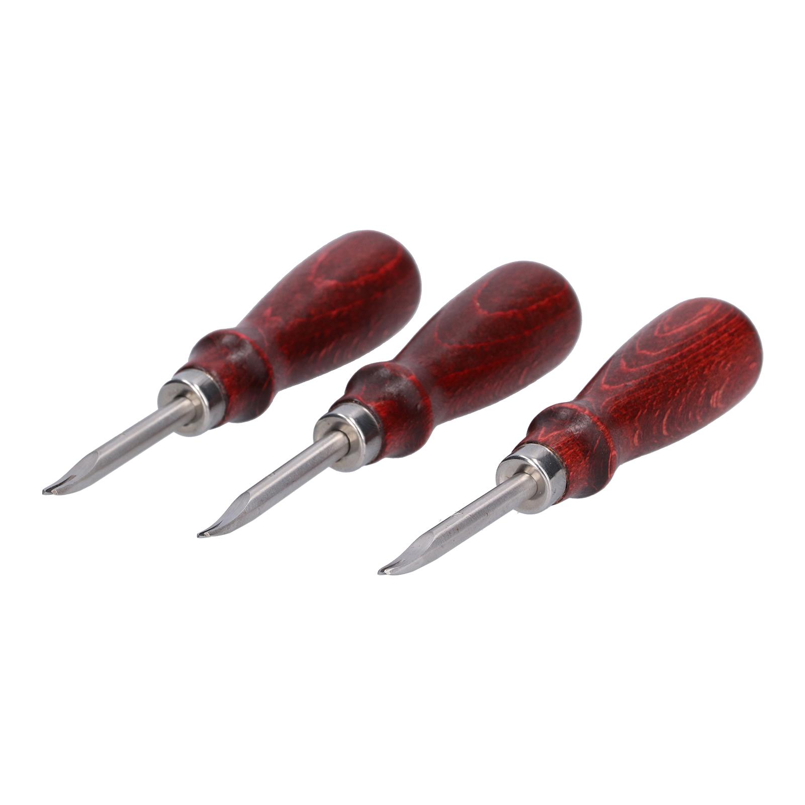 

3pcs Leather Edger Sharp Professional Trimming Working Kit with Wooden Handle for DIY Craft Leather Cutting
