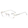 Fashionable Starlight Fine Flash Near Sight Glasses Diamond Cut Edge Frameless Perforated Myopia Glasses Anti Blue Eyeglasses