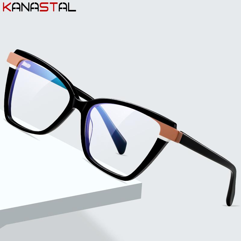 Women Blue Light Blocking Glasses Acetate Fibre Cat Frame Computer Men Eyewear Anti Ray Prescription Reading Eyeglasses Frame