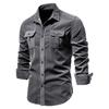 2026 Spring New Hight Quality Men Shirts Single Breasted Shirts Mens Shirt Business Casual Fashion Solid Corduroy Slim Fit Dress Shirts