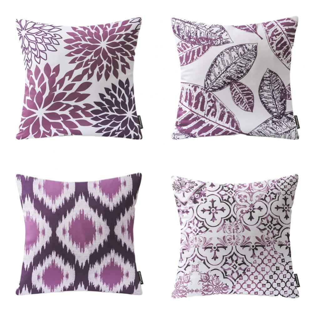

4 шт. 45 см наволочка с цветочным узором и листьями, наволочка с геометрическим узором, декоративная бархатная наволочка для дивана, кровати, автомобиля, кафе, декор 135x180cm