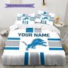 Custom Name,Detroit Lions Pattern Bedding Home Decoration Birthday Gift ( 1 duvet cover + 2 pillowcase, without core),fan merchandise.