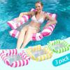1PC Inflatable Water Hammock with Mesh Outdoor Foldable Striped Floating Bed Pool Lounge Chair for Beach Fun