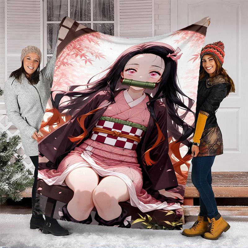1pc nezouko9 Theme Blanket - Digital Print, Polyester, Cozy for All Seasons, Perfect for Outdoor, and Travel