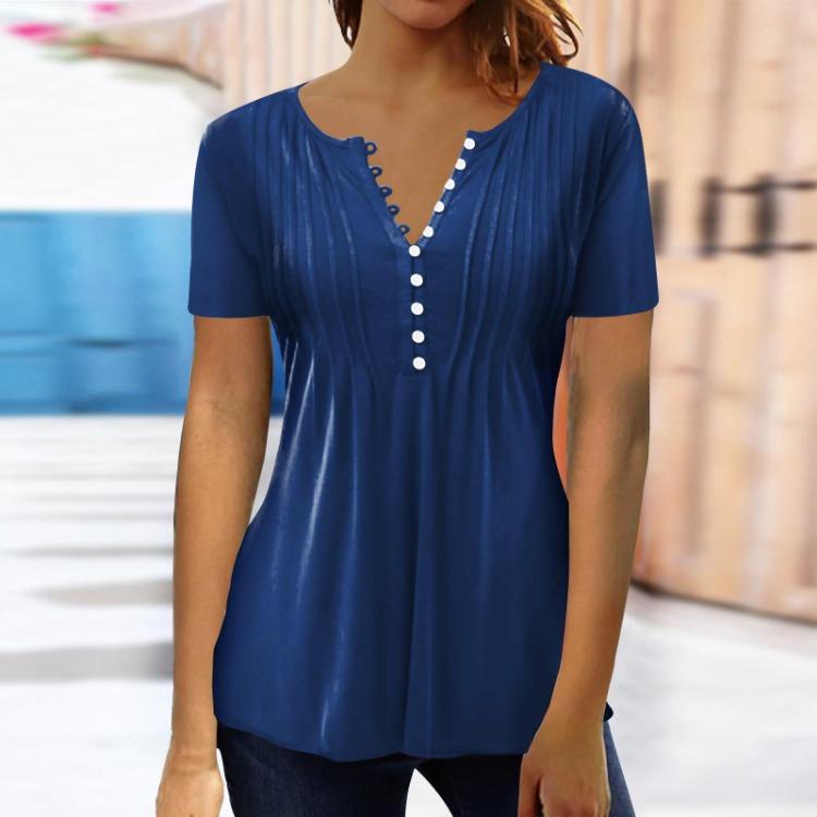 Vintage Gradient Print Women's Casual Shirt Blouse Short Sleeve Button Top Pullover Basic