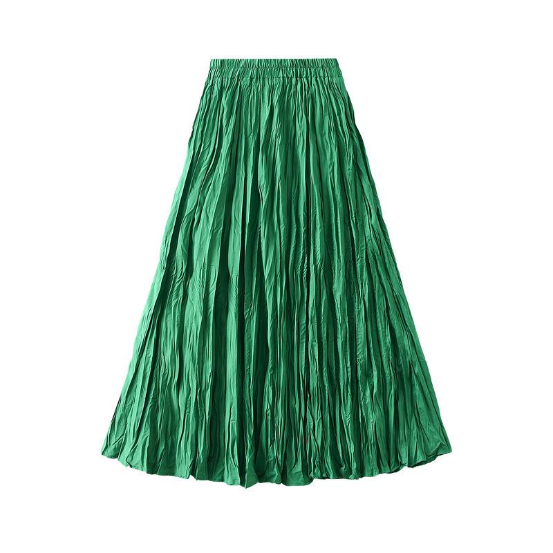 Gonna midi plissettata da donna in chiffon elastico a vita alta gonne lunghe a trapezio oscillante outfit boho casual da donna per vacanze al mare gonne lunghe plissettate svolazzanti