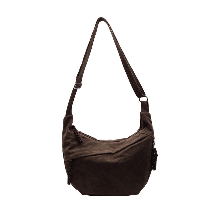 

Осінньо-зимова універсальна сумка-тоут у корейському стилі - модна велика містка сумка-пельмень через плече колір темно кави