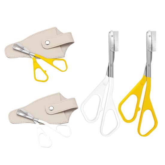 Eyebrow Trimming Scissors with Comb Stainless Steel Professional Non-Slip Precision Eyebrow Trimmer Men Women Brow Hair Removal Grooming Tool