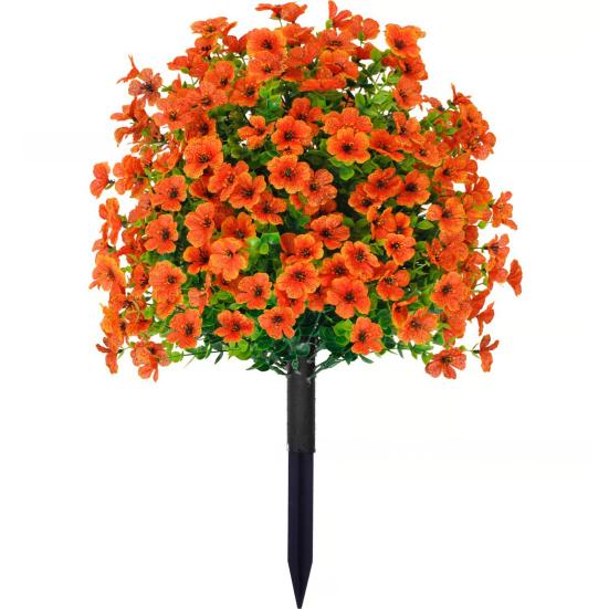 

UV Resistant Artificial Violet Topiary Bushes with Stakes Spring Summer Faux Violet Shrubs Outdoor Fake Plants Ball Tree for Garden Porch Window Box 1pc