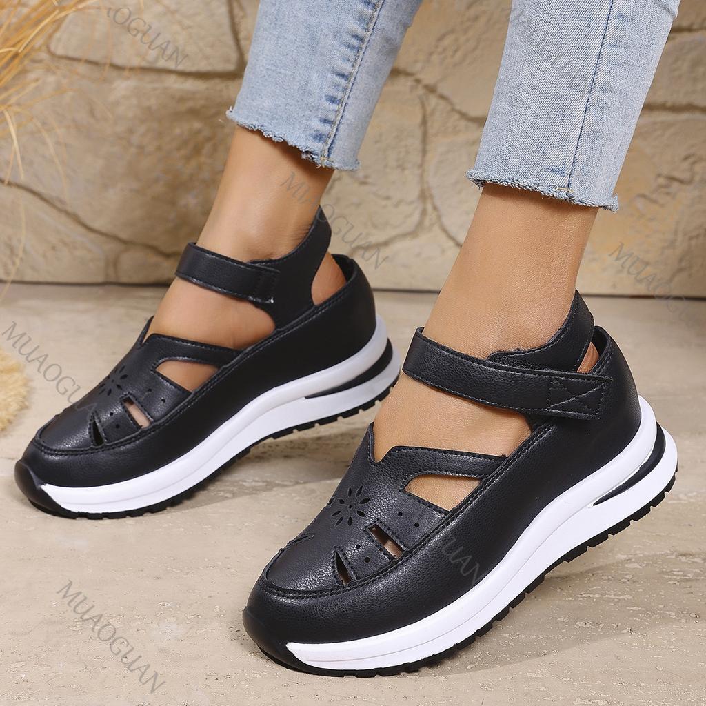 Summer Women Wedge Sandals Lightweight Platform Gladiator Sandals for Woman Cover Toe Casual Beach White Black Sandales Femmes