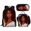 Classic Popular Novelty Cute African girl 3D Print 3pcs/Set pupil School Bags Laptop Daypack Backpack Lunch bag Pencil Case