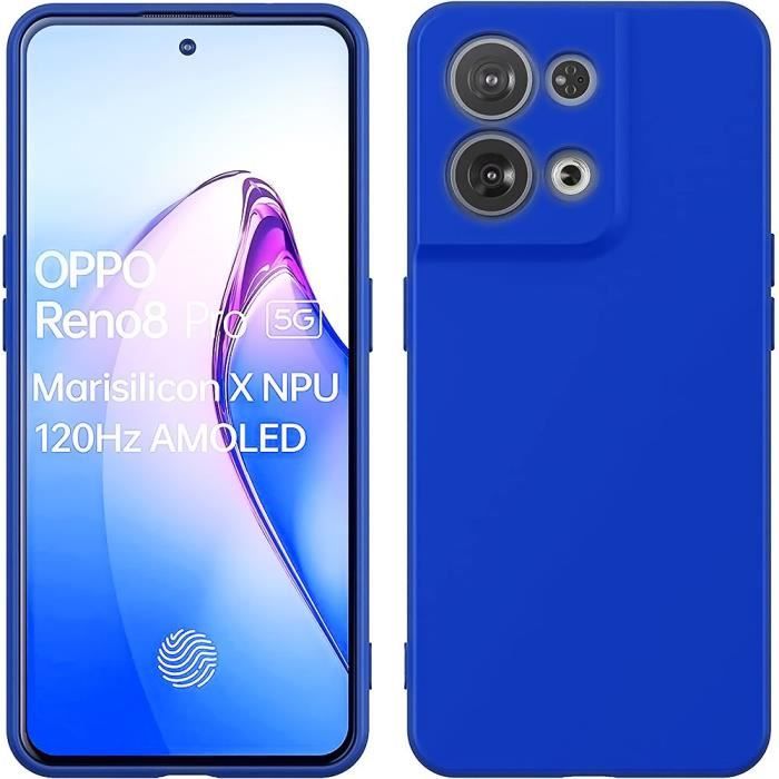 Protective Case - E.F.CONNECTION - for OPPOReno 8 Pro 5G - Soft Silicone - 2 Tempered Glass - Blue
