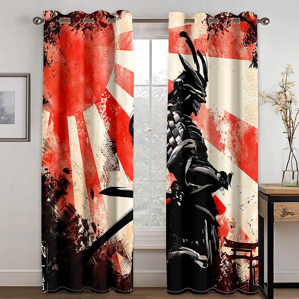 Japaness Anime Bushido Cartoon Curtains Blinds Great for Living Area Kids Bed Room Bathroom Kicthen Workroom Door Home Decoration