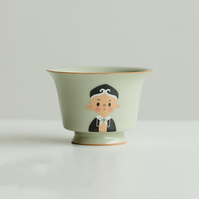 

1 Pc Chinese Tradition Ceramic Tea Cup Handmade Characters Pattern Teacup Household Tea Bowl Master Cup Tea Set Accessories 90ml 5.4x8cm 90ml