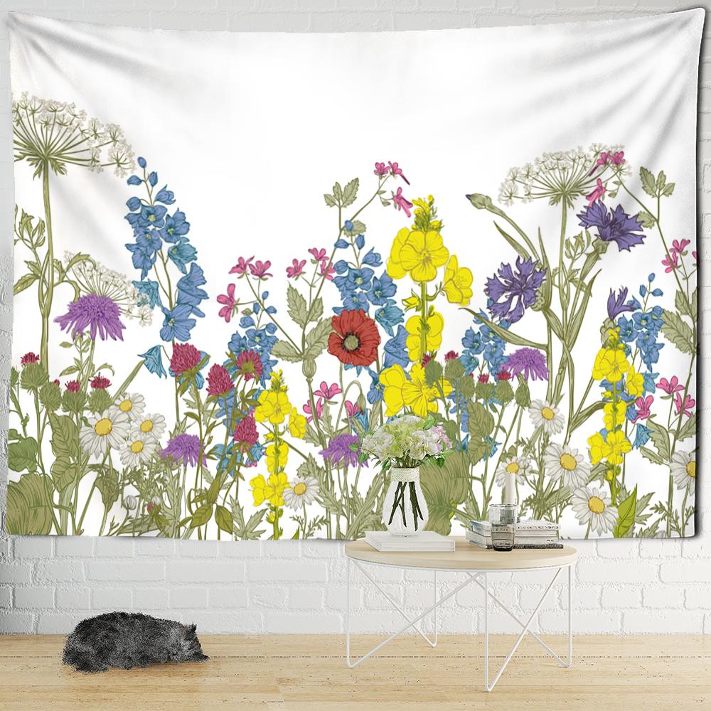 

Гобелен с растениями и цветами, настенный натуральный психоделический пейзаж, богемный стиль, эстетика, домашний декор для комнаты 200x150cm