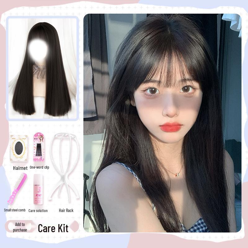 Golden Lolita Long Straight Wig for Women - Natural Full Head Cover, JK Style