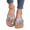 Muffin Clip Feet Flip-flops Female Summer Outside Wear Bohemian Fashion Tassel Ethnic Wind Slope with High Heeled Beach Shoes