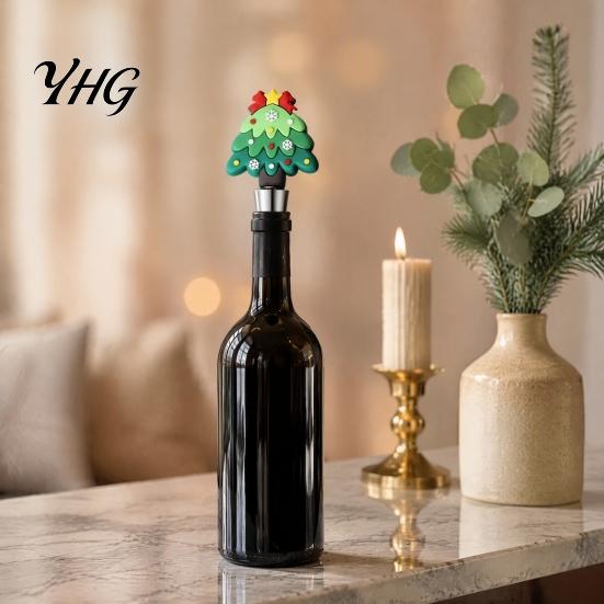 Christmas Wine Decor Bottle Stopper, Stainless Steel Reusable Cork, Decorative PVC Cartoon Snowman Corks Toppers Design, Airtight Sealing Plugs
