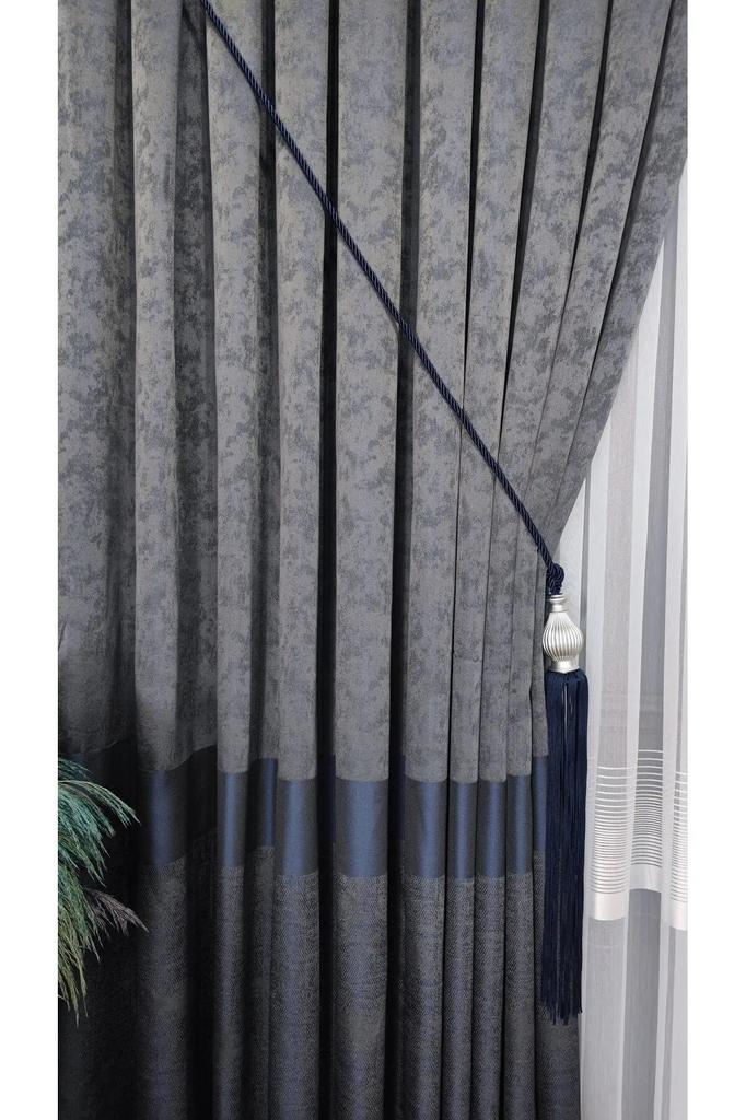 Závěs EPeddler Home s jedním křídlem na pozadí, pevně skládaný, žakárový, se světlým vzorem