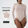 Seamless Long-Sleeve V-Crotch Yoga Bodysuit with High Elasticity