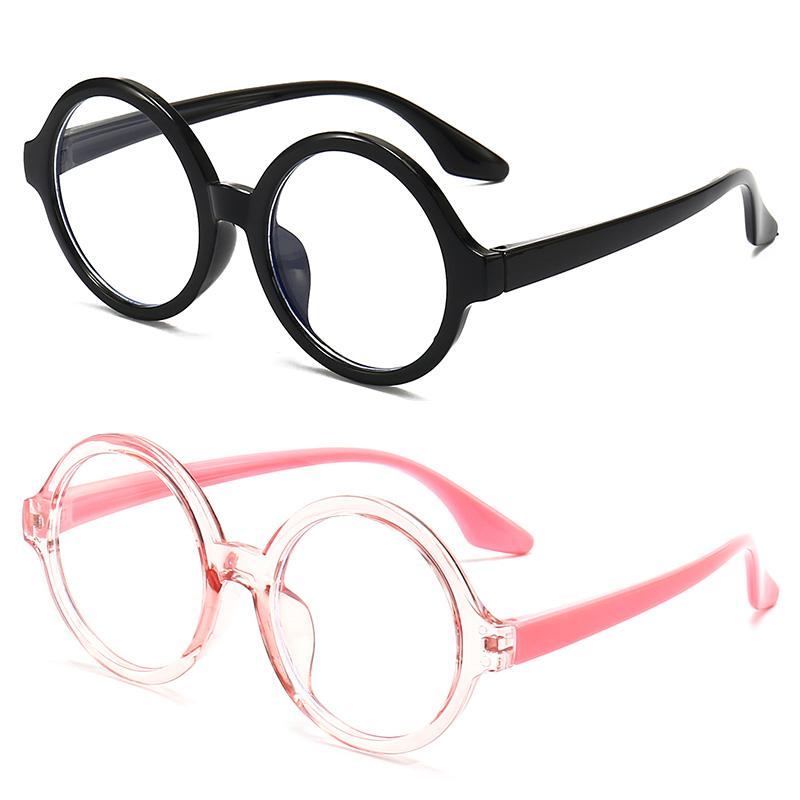 2PCS Anti Blue Light Glasses Simple Round Kid Eyewear Boy Girl At Home Eyeglas Blue Light Blocking Children Computer Eyeglasses