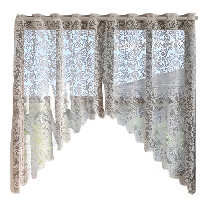 Half Sheer Lace Curtain With Florals Styles Window Dressing Solution Soft Filtering Home Decoration