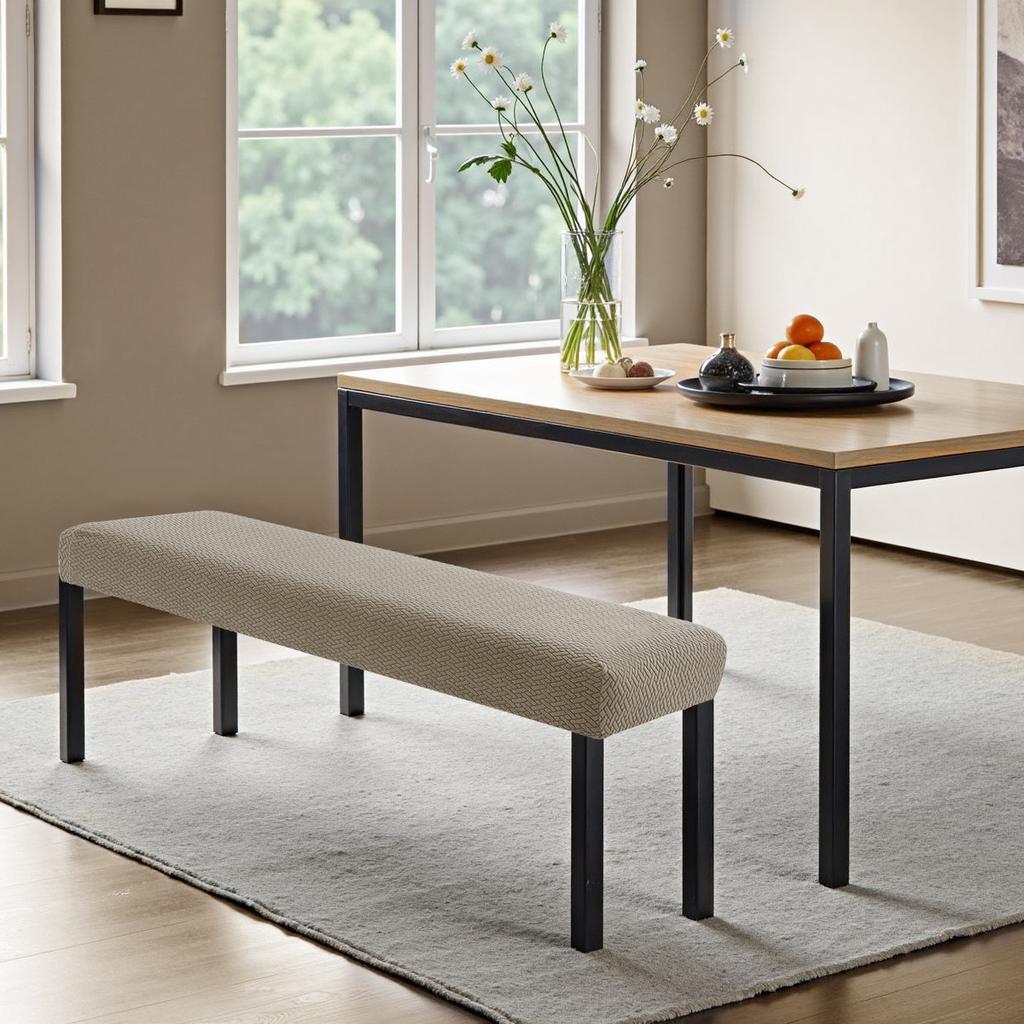 1PC Stretch Jacquard Dining Bench Cover Living Room Anti-Dust Removable Bench Slipcover Washable Bench Seat Protector