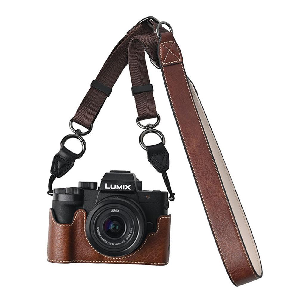 

Получехол для камеры из ПУ кожи личи для Panasonic Lumix G100K, открывающийся снизу, с магнитной крышкой и ремешком