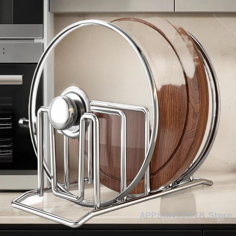Kitchen Storage Rust-Proof Pot Lid Rack Stainless Steel Storage Rack Multi-Functional Chopping Board Holder For Domestic Use