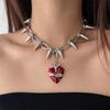 Punk Metall Dorn Nieten Choker Halskette für Männer Frauen Gothic Hip Hop Doppellagige Schlüsselbeinkette Halskette Y2K Schmuck Accessoires