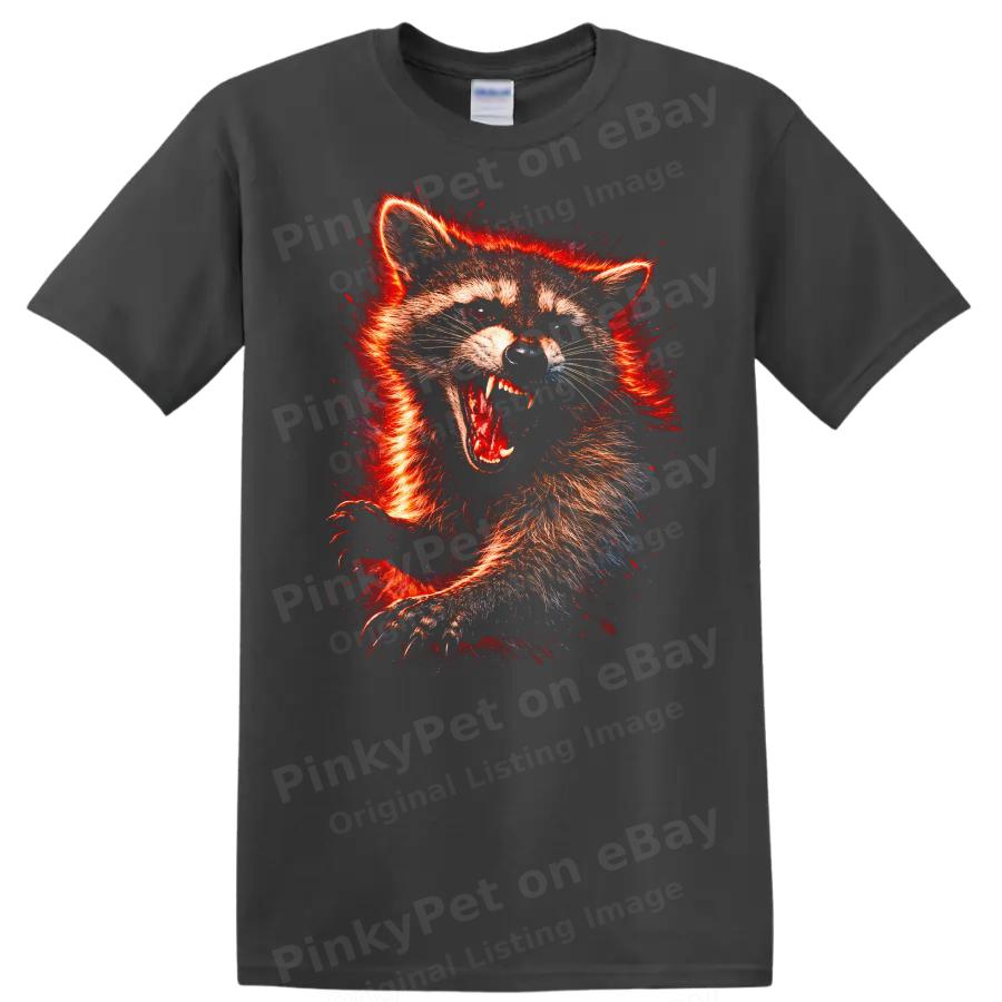 Fierce Wild Animal Raccoon Graphic T Shirt Cool Nature Lovers Tee