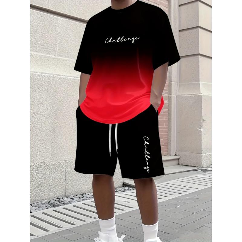 Men's Fashionable Casual Short Sleeved Shorts 3D Set Suitable for Outdoor Street Wear, the Best Choice for Machine Washable Gifts