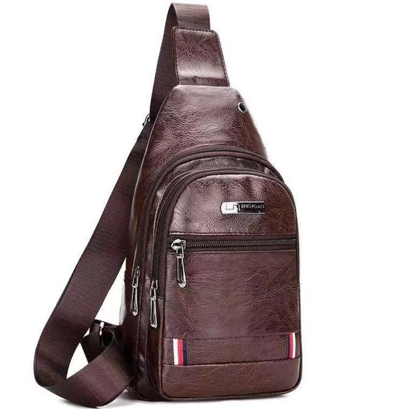 1 Stück Neue Brusttasche Herren Lässige Mode Weiches Leder Schulter Messenger Bag Student Reise Trendige Marke Brust Schräg Rucksack