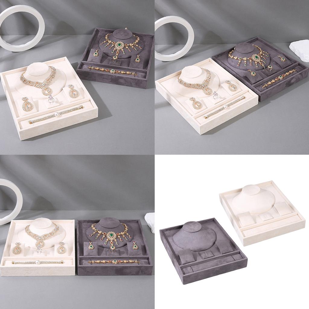 Versatile Jewelry Display Stand Soft Velvets Tray for Protecting and Showcasing Bracelets Necklaces and Earrings Holder