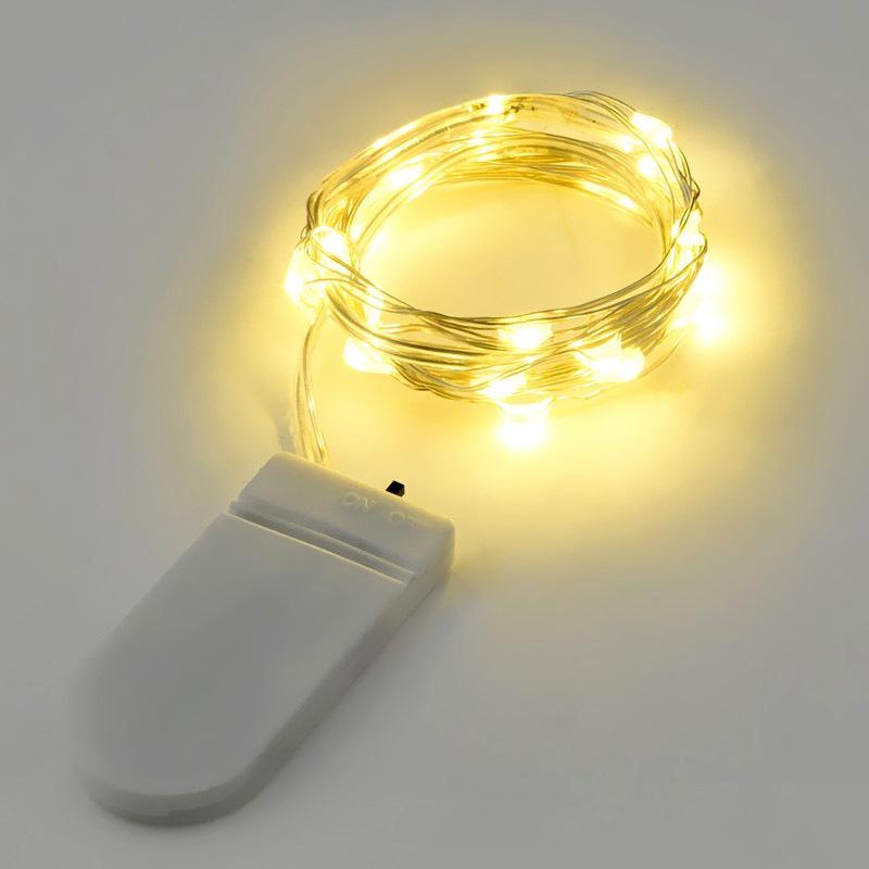 LED Copper Wire String Lights - CR2032 Battery, Gift Box with Baby's Breath and Colored Decorative Lights