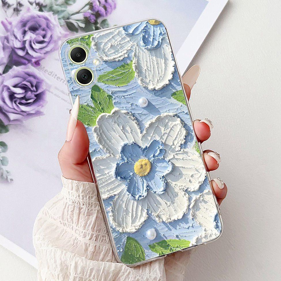 For Samsung A05 Case Clear Cute Cat Fashion Flowers Cool Painted Back Cover For Samsung Galaxy A05 Phone Case SM-A055F SM-A055M