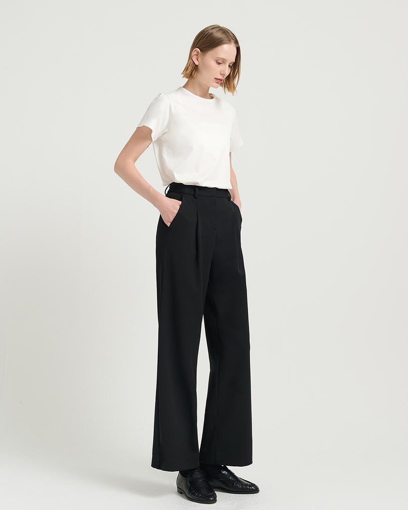 FORMATIVE Satin Back Stretch Wide Pants (Fmpt1024F)_Black