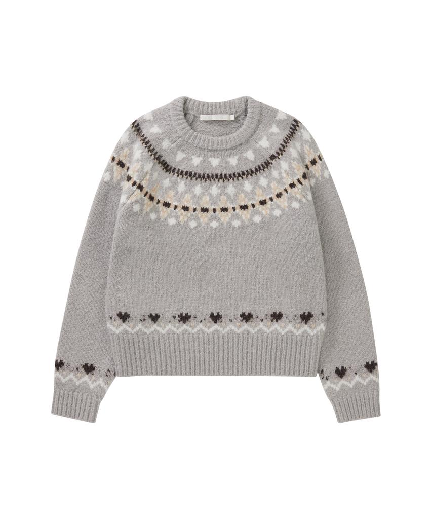 Deuloupisumeon [Drawfit Women X Aloha] Fence Nordic Pullover Knit [L.Grey]