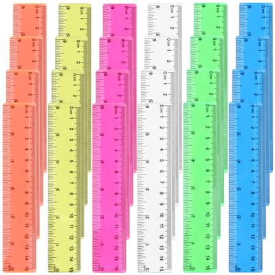 24 Stück Bunte Lineale Klare Kunststofflineale Klar Sortiert Kinder Messlineal Gerade Lineale Mit Zoll Zentimeter Millimeter Großpackung B