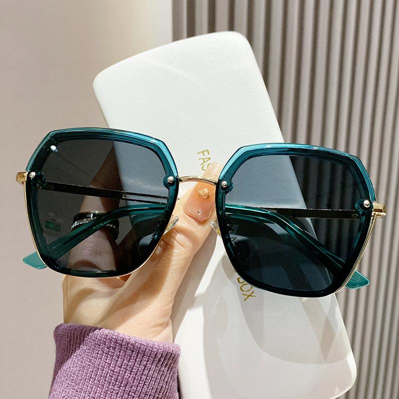 Sunglasses Women's Polygon New High-end Ins Sunglasses UV Protection Big Face Thin