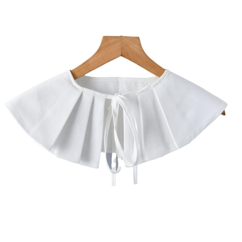 Womens Front Ties Shoulder Wraps Shawl White Lapel Blouse Shirt Detachable Collar Half Shirt Small Fake Collar Cape Shawls