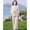 Pasite Women's New Chinese Style Printed Top and Pants Set