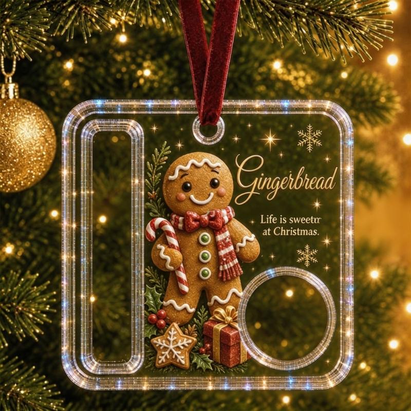 Holiday Cash Gift Ornament, Acrylic Money Pocket with Treat Compartment and Display Loop for Tree Use Gift